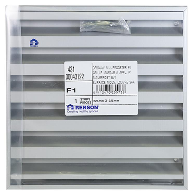 Renson 1013929 - rejilla de pared de superficie aluminio natural 431 225x225mm | 2 piezas