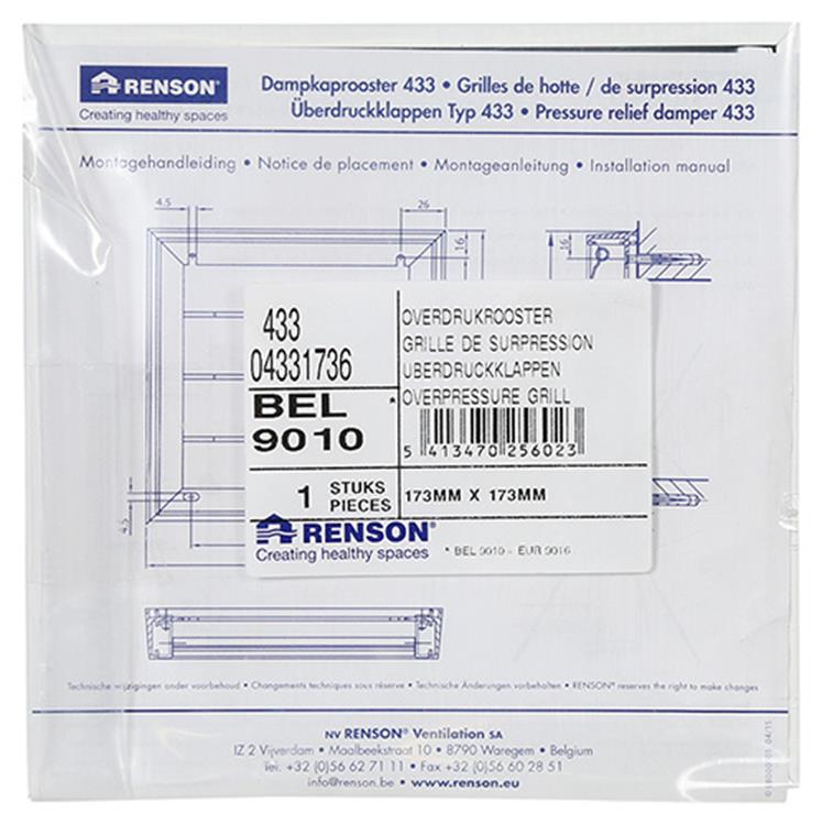 Renson 1013878 - Rejilla de lamas aluminio blanco 433 173x173mm | 2 piezas