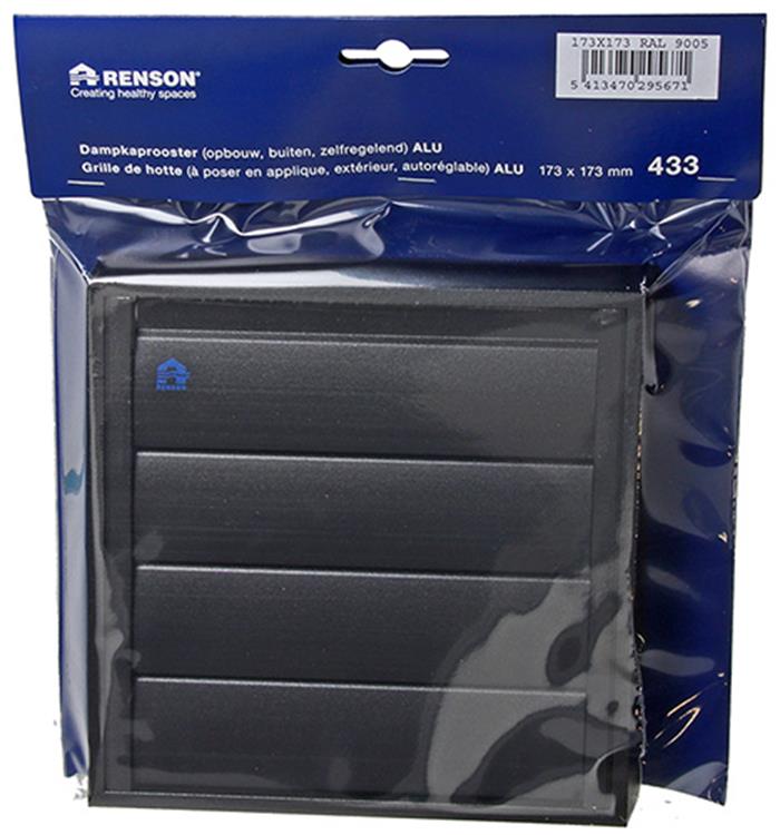 Renson 1057984 - rejilla campana extractora 433 (173x173) ral 9005 negro | 2 piezas