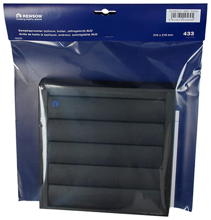 Renson 1057985 - rejilla campana extractora 433 (210x210) ral 9005 negro | 2 piezas