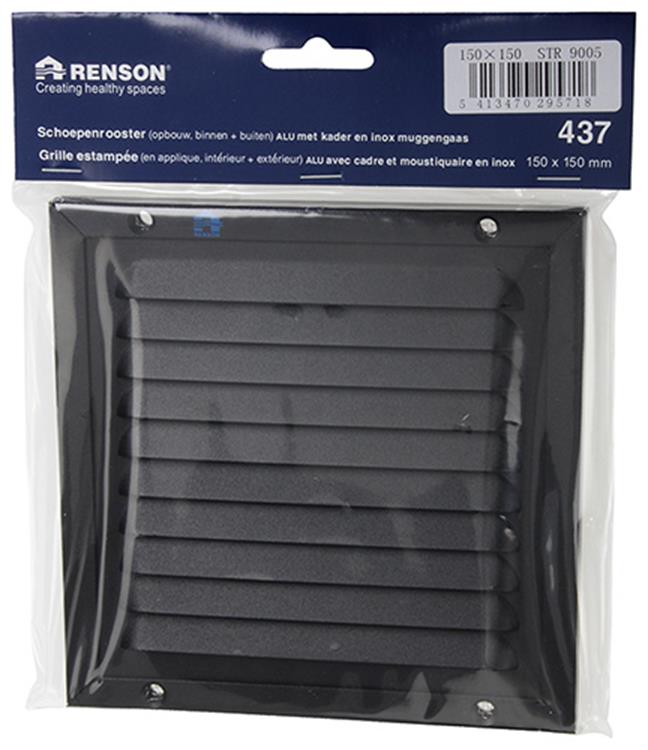 Renson 1057986 - marco de lamas de superficie malla 437 (150x150) ral 9005 negro | 2 piezas