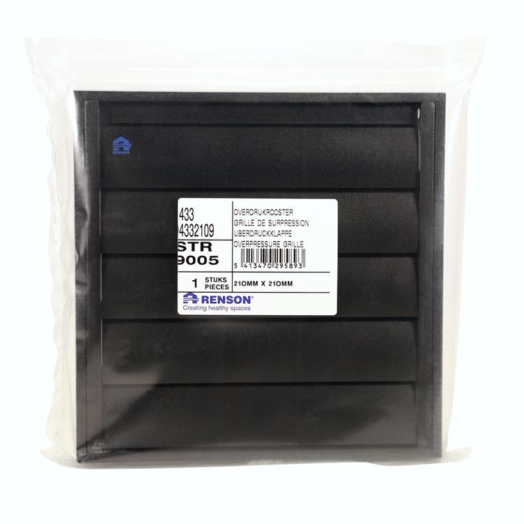 Renson 1057999 - rejilla campana extractora 433 (210x210) ral 9005 negro | 2 piezas