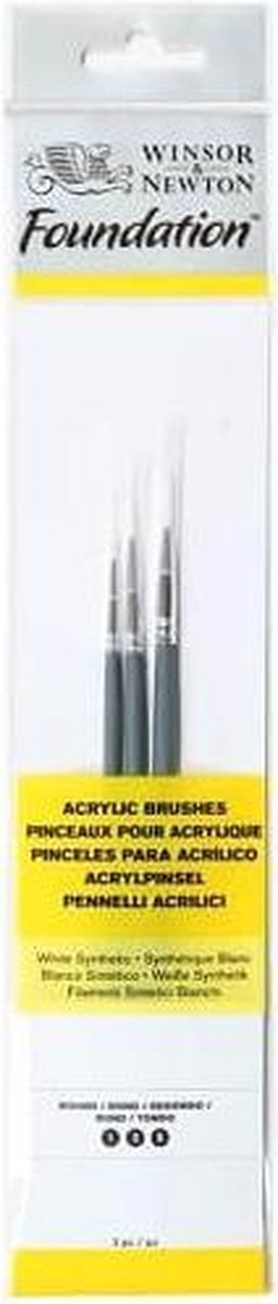 Winsor newton foundation acrylverf ronde penselen set van 3 - maat 1,3,5