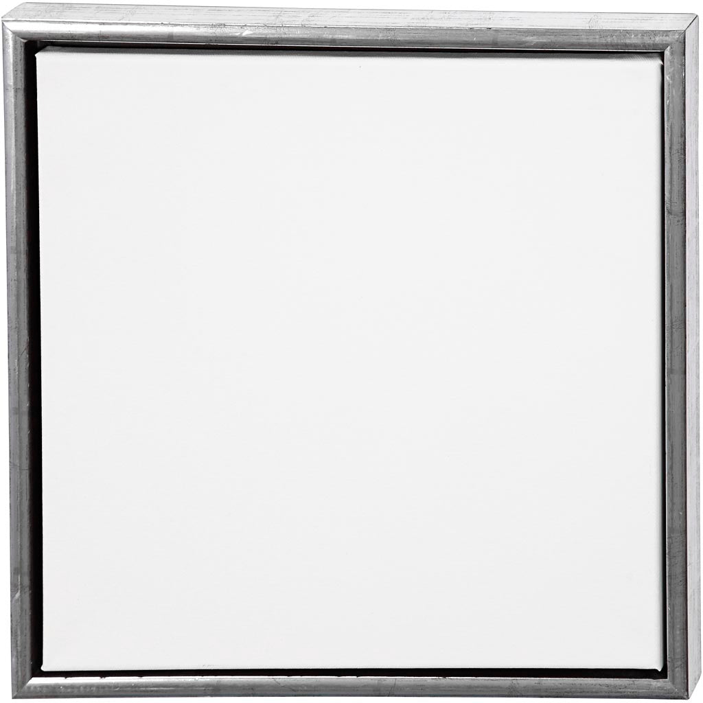 Tela Creative Company con cornice, misura 40x40 cm, 360 gr, argento antico, bianco, 1 pezzo