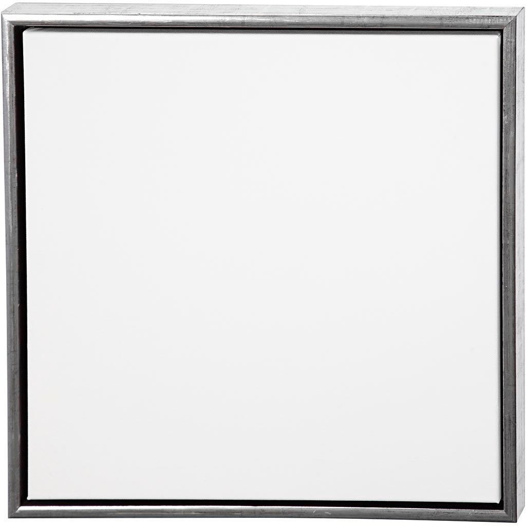 Tela Creative Company con cornice, misura 50x50 cm, 360 gr, argento antico, bianco, 1 pezzo