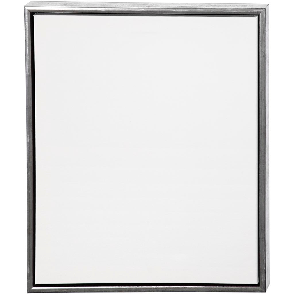 Tela Creative Company con cornice, misura 50x60 cm, 360 gr, argento antico, bianco, 1 pezzo