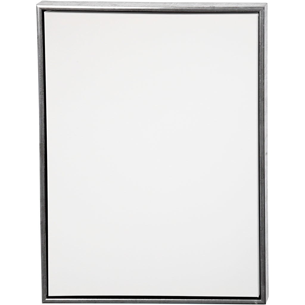 Tela Creative Company con cornice, misura 60x80 cm, 360 gr, argento antico, bianco, 1 pezzo