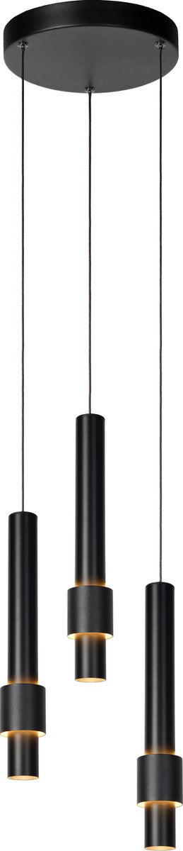 Lucide margary - hanglamp - ø 28 cm - led dimbaar - 3x4w 2700k - zwart