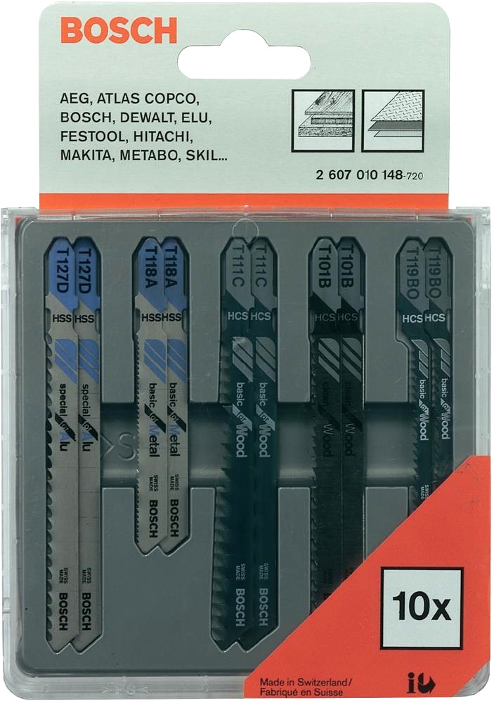 Accesorios Bosch Juego de 10 hojas de sierra de calar madera metal - 2607010148