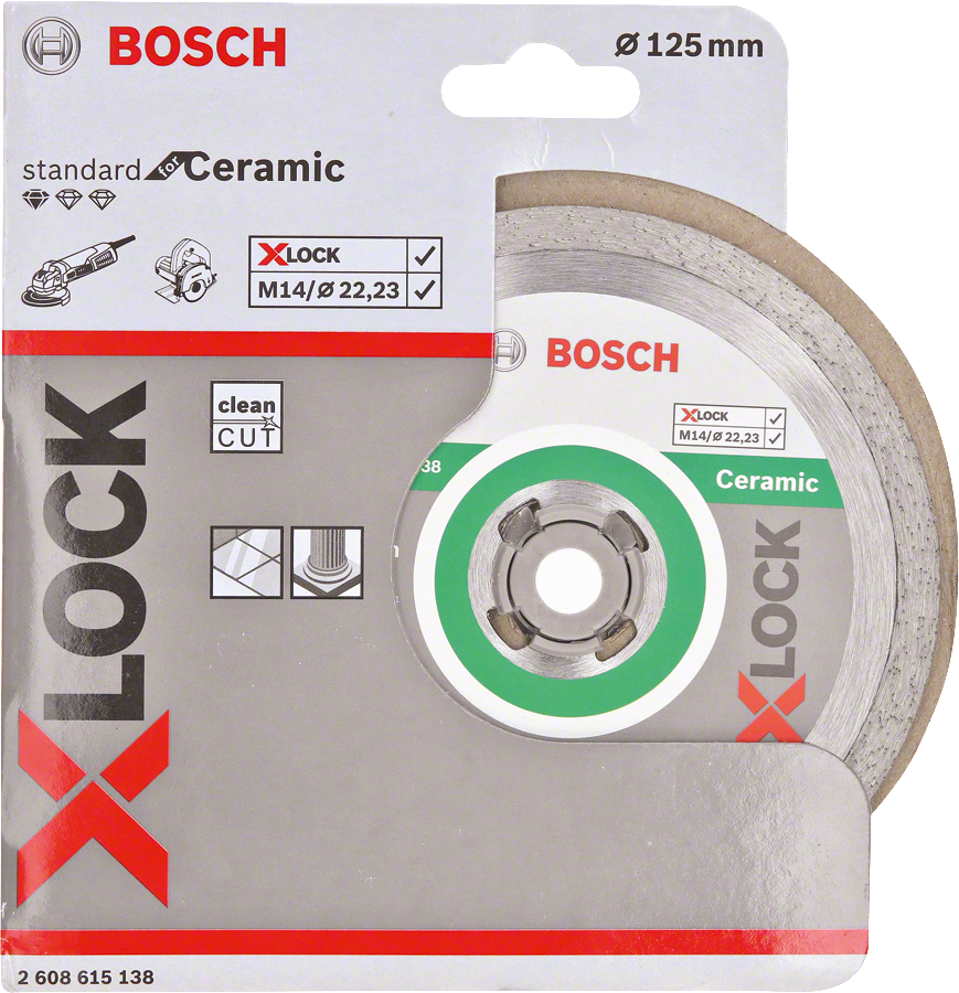 Accesorios Bosch x-lock disco de diamante estándar para cerámica 125 x 22,23 x 1,6 x 7 mm - 1 pieza(s) - 2608615138