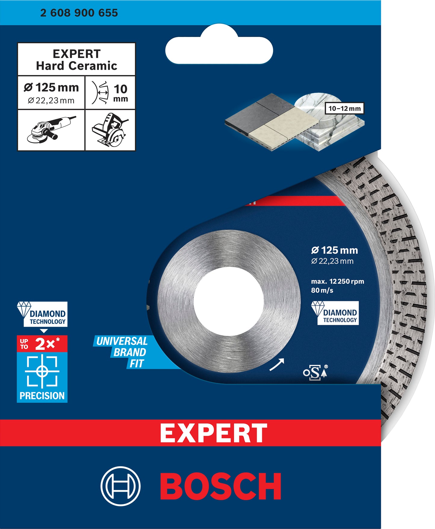 Bosch Accessories Expert Disco de corte de diamante de cerámica dura 125 x 22 | 23 x 1 | 4x10mm - 2608900655