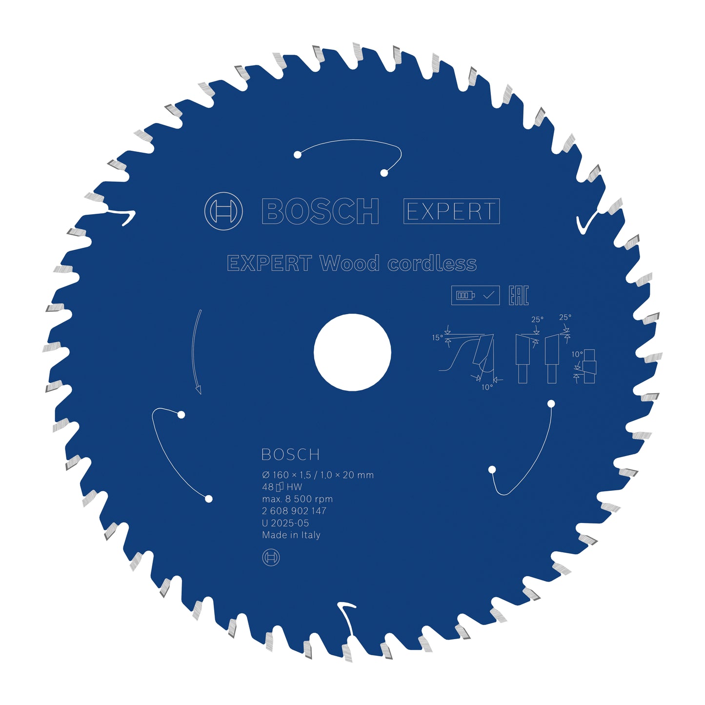 Hoja de sierra circular inalámbrica para madera Bosch Accessories Expert | 160 x 1,5 1 x 20 mm | t48 - 2608902147