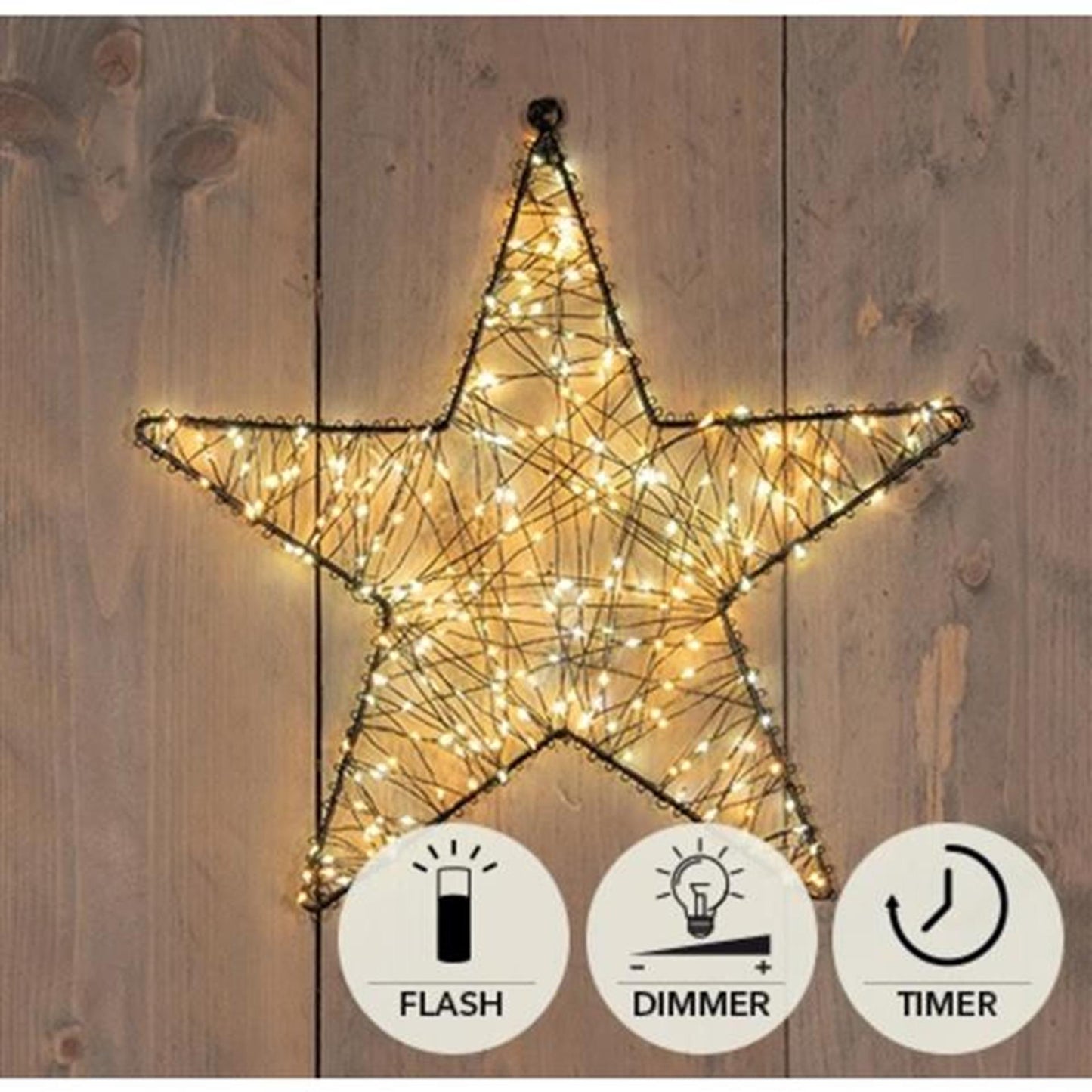 Anna's collection estrella metal negro 36cm 300led flash