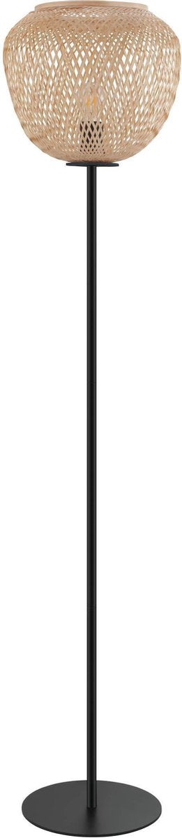 Lampada da terra Eglo dembleby - lampada da terra - e27 - 150 cm - legno naturale - nero