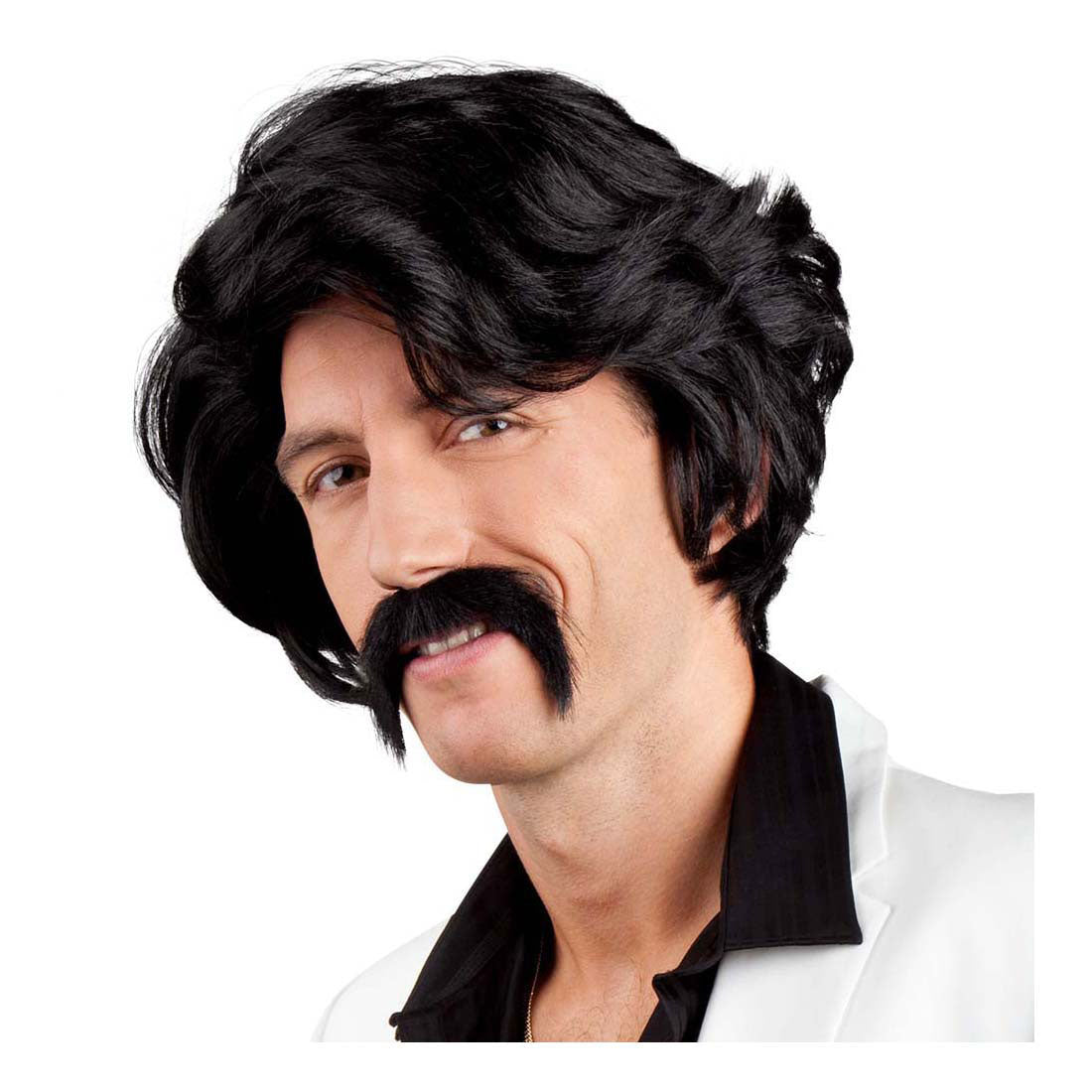 Peluca negra de Boland con bigote