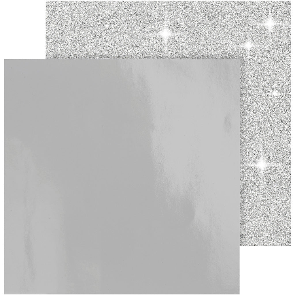Papel de diseño Vivi Gade, hoja 30,5x30,5 cm, 120+128 gr, plateado, 2 hojas 1 caja