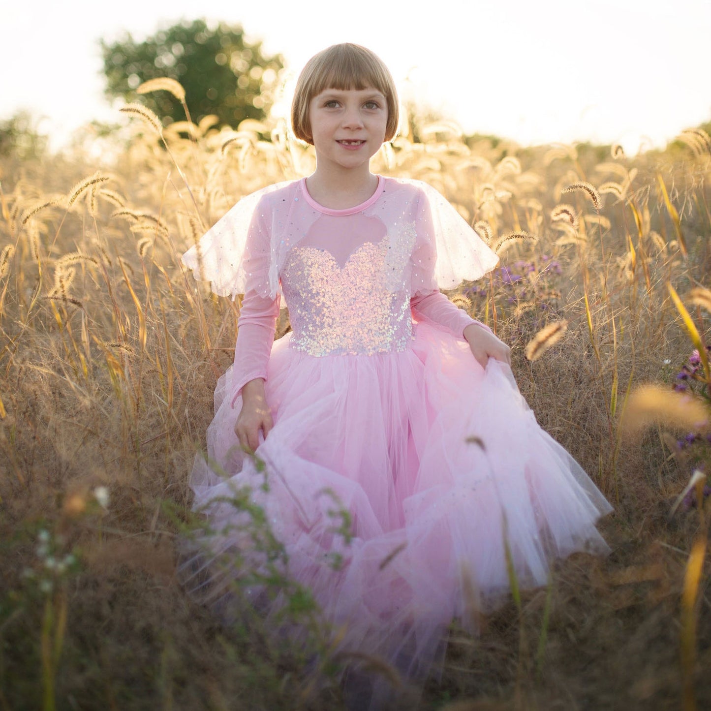 Grandes pretendientes disfraz princesa rosa elegante, 7-8 años