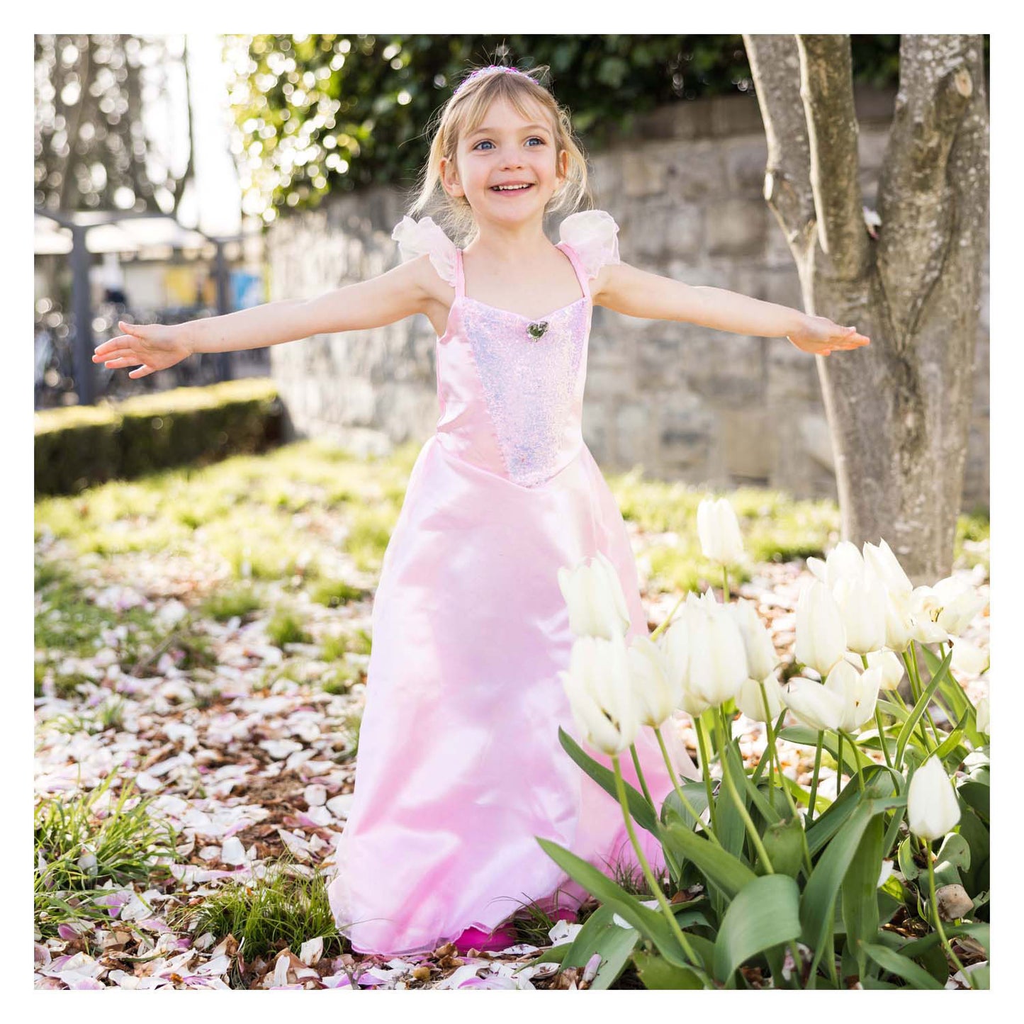 Fantastico travestimento da principessa rosa - 5-6 anni