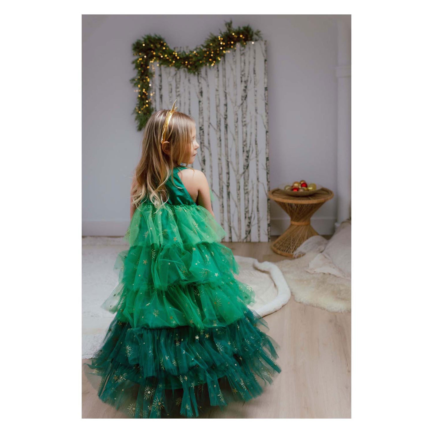 Vestito da albero di Natale per grandi pretendenti con fascia per capelli - 5-6 anni
