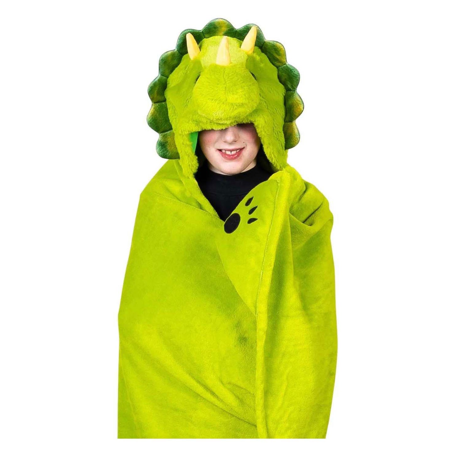 Noxxiez morbida coperta con cappuccio dinosauro, 130x100 cm