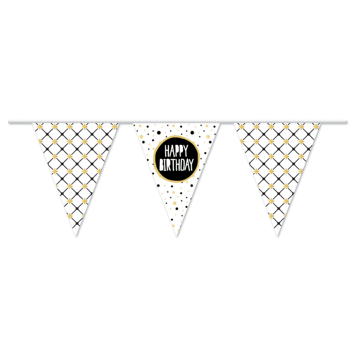 Flag Line Happy Birthday Gold, 10mtr.