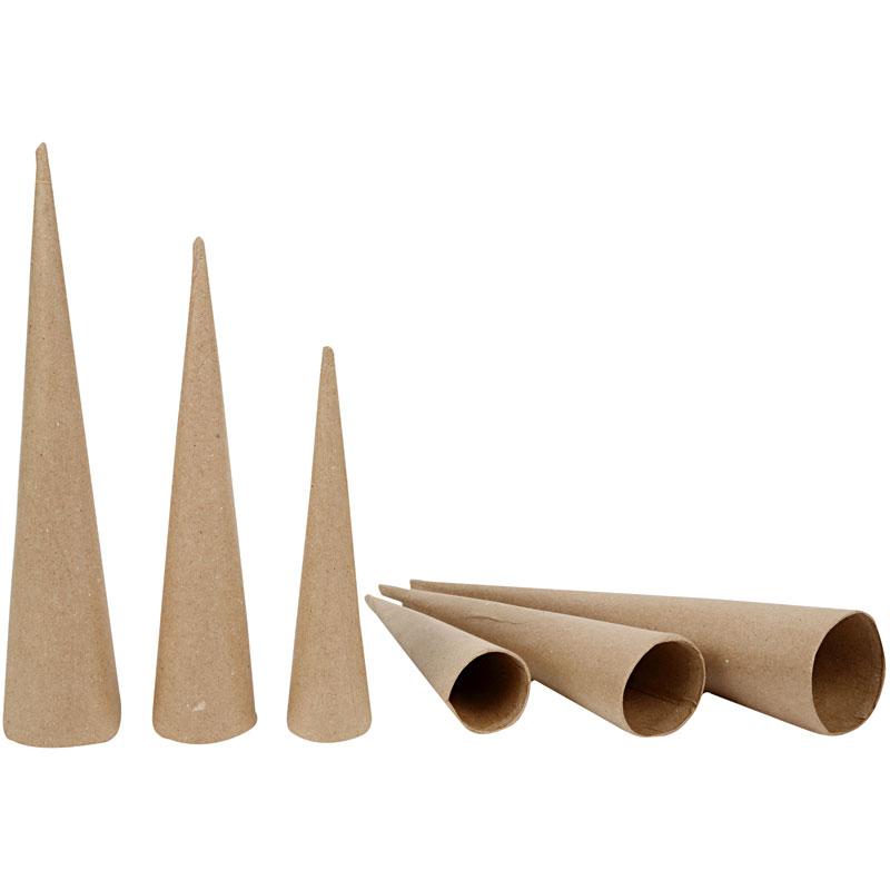 Creativ company coni alti, h: 20-25-30 cm, d 4-5-6 cm, 3 pezzi 1 scatola