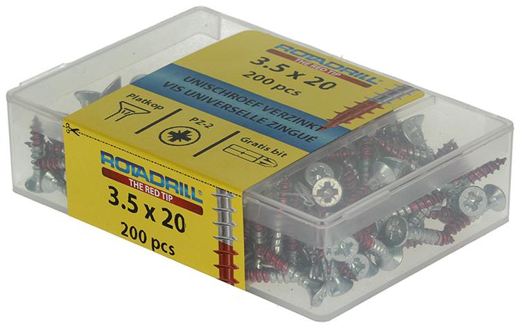 Rotadrill 1039965 - vite universale vkpzd vz 3,5x20mm (200) | 4 pezzi