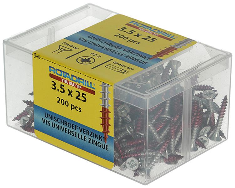 Rotadrill 1039966 - vite universale vkpzd vz 3,5x25mm (200) | 4 pezzi