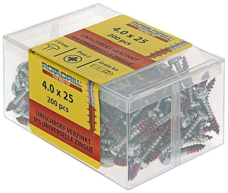 Rotadrill 1040030 - vite universale ckpzd vz 4.0x25mm (200) | 4 pezzi