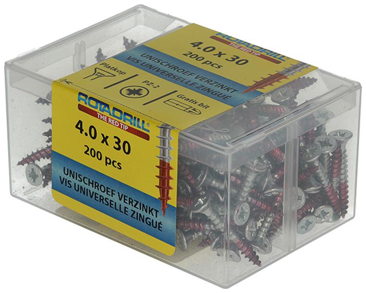 Rotadrill 1039973 - vite universale vkpzd vz 4.0x30mm (200) | 4 pezzi