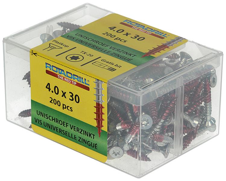 Rotadrill 1039992 - vite universale vktx vz 4.0x30mm (200) | 4 pezzi