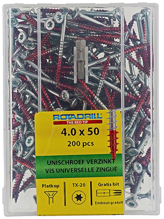 Rotadrill 1039995 - vite universale vktx vz 4.0x50mm (200) | 4 pezzi
