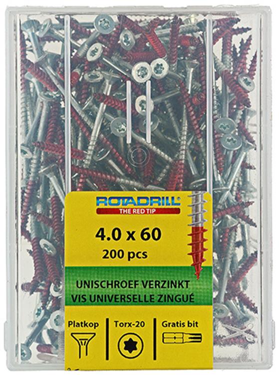 Rotadrill 1039996 - vite universale vktx vz 4.0x60mm (200) | 4 pezzi