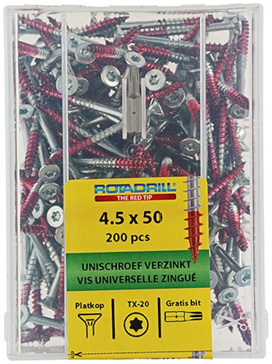 Rotadrill 1039998 - vite universale vktx vz 4,5x50mm (200) | 4 pezzi