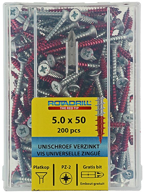 Rotadrill 1039980 - vite universale vkpzd vz 5.0x50mm (200) | 4 pezzi