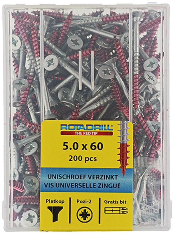 Rotadrill 1039981 - vite universale vkpzd vz 5.0x60mm (200) | 4 pezzi