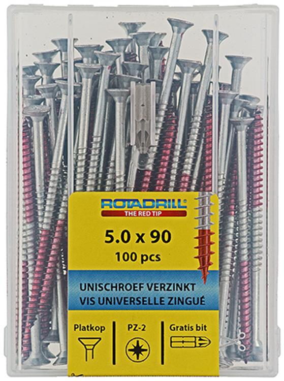 Rotadrill 1039984 - vite universale vkpzd vz 5.0x90mm (100) | 4 pezzi