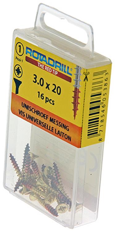 Rotadrill 1039887 - vite universale ottone vk pzd 3.0x20mm (16) | 6 pezzi
