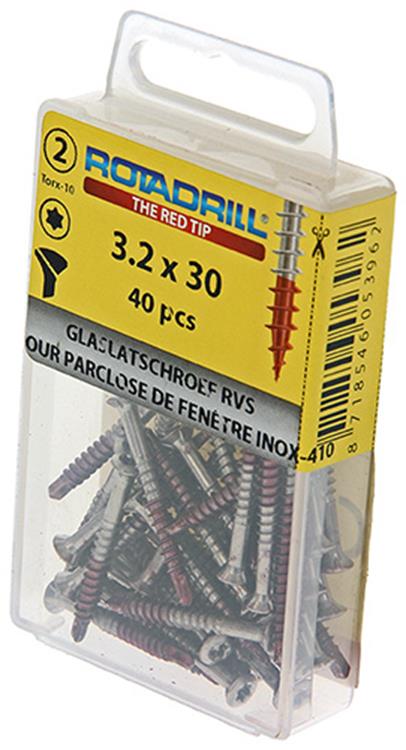 Rotadrill 1039915 - glaslatschroef lk torx rvs-410 3.2x30mm (40) | 6 stuks