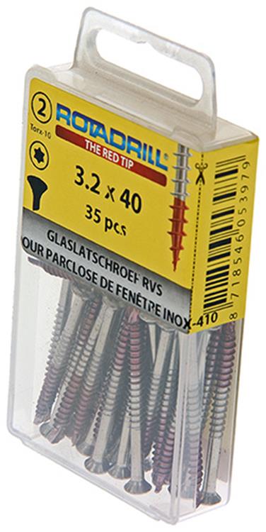 Rotadrill 1039916 - glaslatschroef lk torx rvs-410 3.2x40mm (35) | 6 stuks