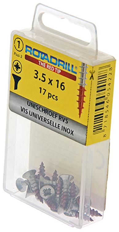 Rotadrill 1039852 - universeelschroef vk pzd rvs-a2 3.5x16mm (17) | 6 stuks