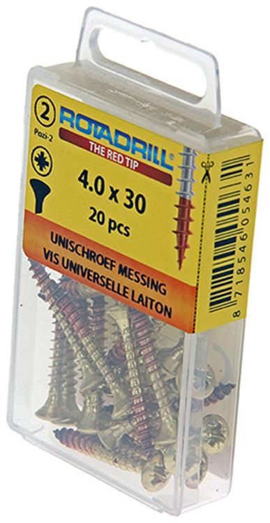 Rotadrill 1039884 - vite universale ottone lk pzd 4.0x30mm (20) | 6 pezzi