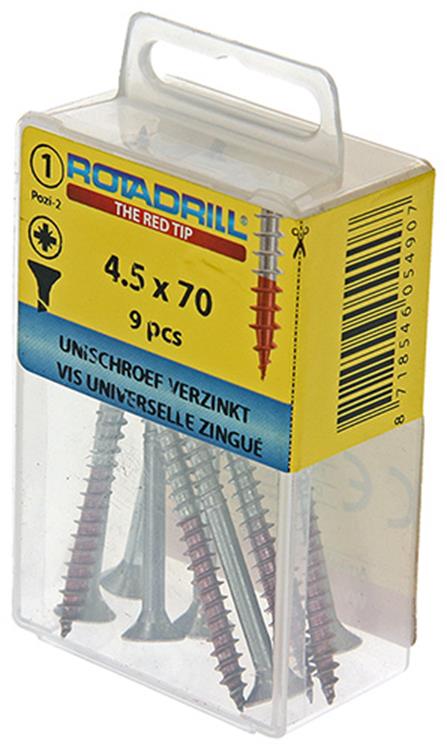 Rotadrill 1039784 - tornillo universal vk pzd vz 4,5x70mm (9) | 6 piezas