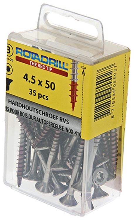 Rotadrill 1039902 - hardhoutschroefzelfb.sppls.rvs t25 4.5x50mm (35) | 6 stuks