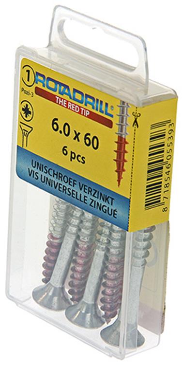 Rotadrill 1039787 - vite universale vk pzd vz 6.0x60mm (6) | 6 pezzi
