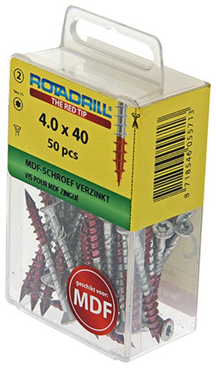 Rotadrill 1039912 - Vite MDF 75°-vk tx vz 4.0x40mm (50) | 6 pezzi