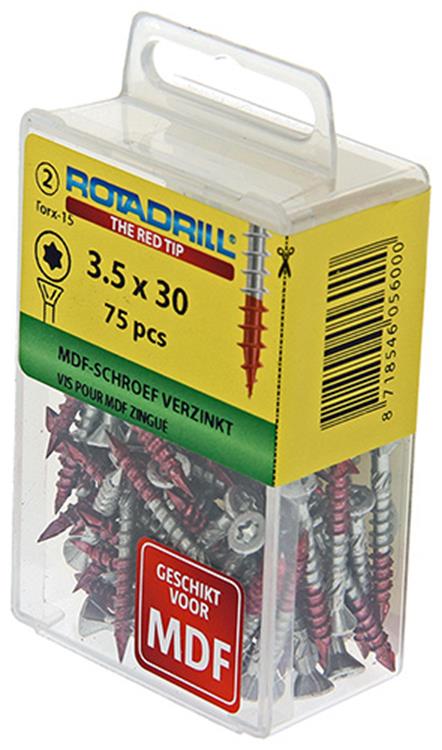 Rotadrill 1039909 - Vite MDF 75°-vk tx vz 3,5x30mm (75) | 6 pezzi