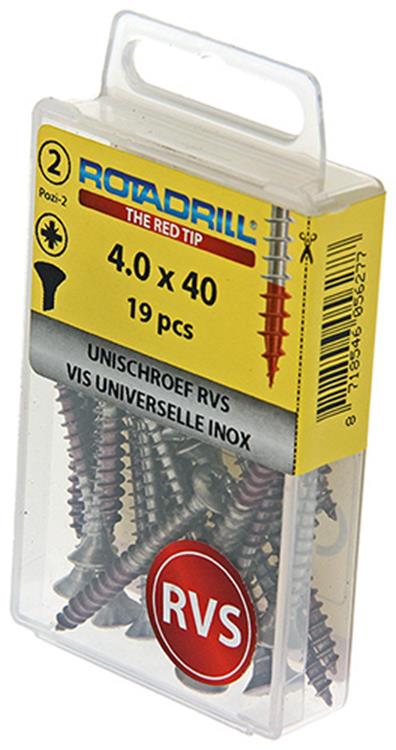 Rotadrill 1039874 - universeelschroef lk pzd rvs-a2 4.0x40mm (19) | 6 stuks