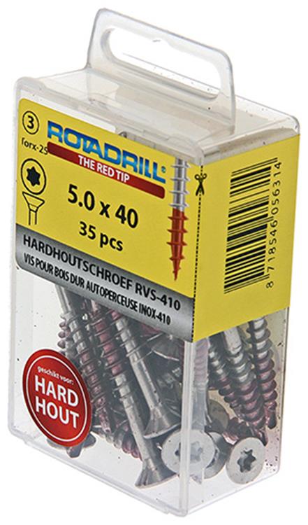 Rotadrill 1039903 - hardhoutschroef zelfb.sppls.rvs t25 5.0x40mm (35) | 6 stuks