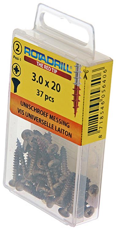Rotadrill 1039879 - vite universale ottone lk pzd 3.0x20mm (37) | 6 pezzi